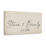 Canvas Gallery Wraps Printify 20x10 - Steven & Beverly 6/21/1980 - True Love Ways