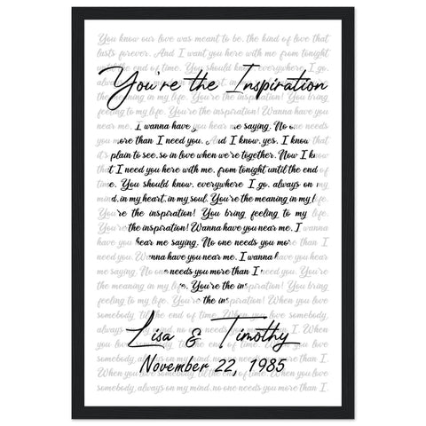 Gelato Premium Black Framed 12x18 - You're the Inspiration - Lisa & Timothy November 22, 1985