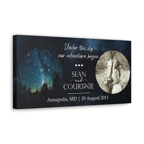 Printify Canvas Gallery Wraps 20x10 - Sean and Courtnie - Under This Sky Our Adventure Began