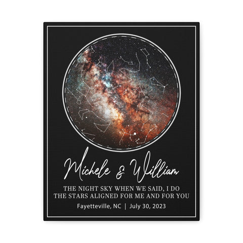 Canvas Printify Wraps 14x11 - Michele & William - The Night Sky When We Said, I Do