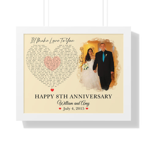 Printify White Framed 20x16 Poster - I'll Make Love To You - William and Amy July 4, 2015