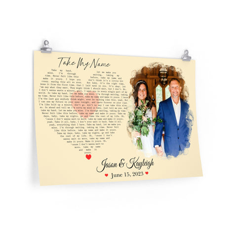 Printify Premium Matte 30x20 Poster - Take My Name - Jason & Kayleigh - June 15, 2023