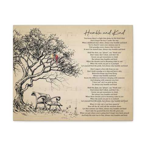 Canvas Printify Wraps 20x16 - Humble and Kind - Tim McGraw Tree