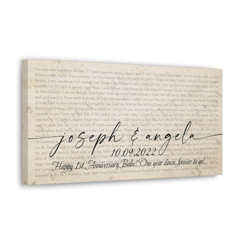 Canvas Gallery Wraps Printify 20x10 - Joseph & Angela 10.09.2022 - 1st Anniversary Babe!