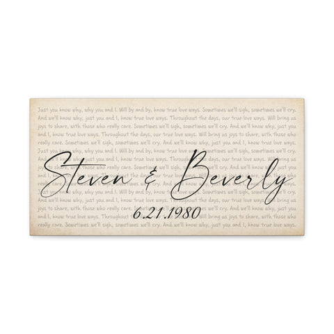 Canvas Gallery Wraps Printify 20x10 - Steven & Beverly 6/21/1980 - True Love Ways