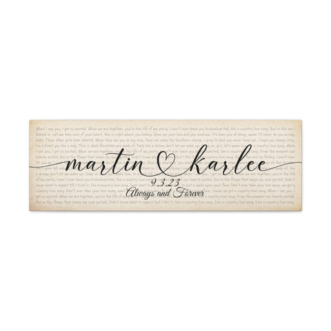 Canvas Printify Wraps 36x12 - Country Love Song - Martin & Karlee 9/3/23