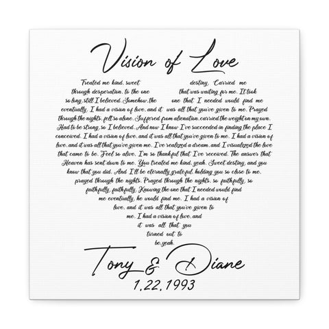 Canvas Printify Wraps 12x12 - Vision of Love - Tony & Diane 1/22/1993