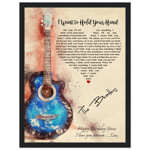 Gelato Premium Matte Black Framed 12x16 - I want To Hold Your Hand - Happy Birthday Steve