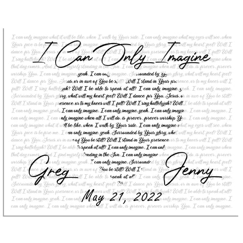 Gelato Premium Matte 20x16 Poster - I Can Only Imagine - Greg and Jenny. May 21, 2022