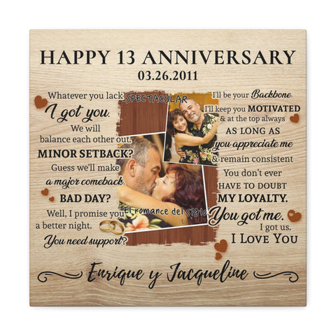 Canvas Printify Wraps 16x16 - Enrique y Jacqueline - Happy 13 Anniversary