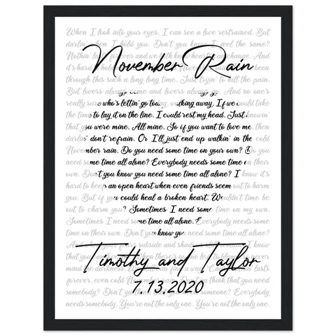 Gelato Black Framed 12x16 - November Rain - Timothy and Taylor
