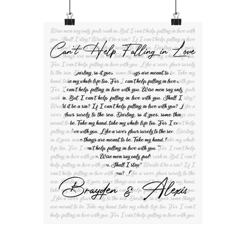 Printify PMatte 11x14 Poster - Can’t Help Falling In Love - Brayden & Alexis