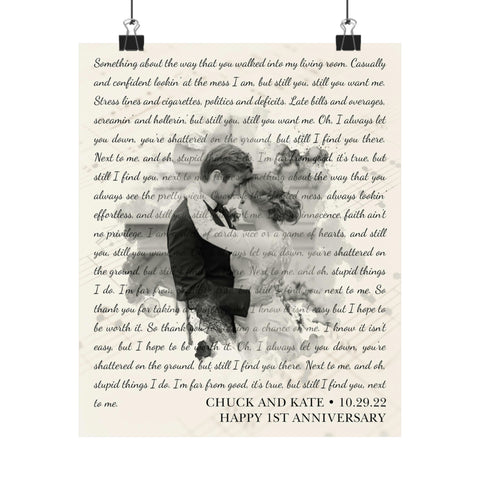 Printify Matte 9x11 Poster - Chuck and Kate 10.29.22 - 1 Anniversary