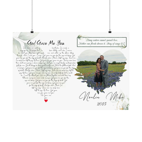 Printify Matte 30x20 Poster - Mike and Noelia, 2015 - Song of Songs 8:7