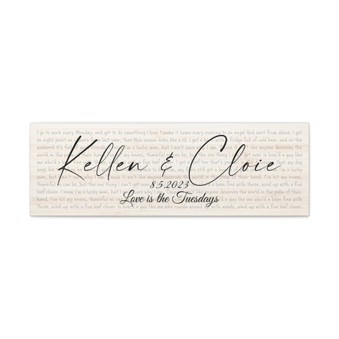 Canvas Printify Wraps 36x12 - Kellen & Cloie 8.5.2023 - Love is the Tuesdays
