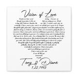 Canvas Printify Wraps 12x12 - Your Debt - Tony & Diane 1/22/1993