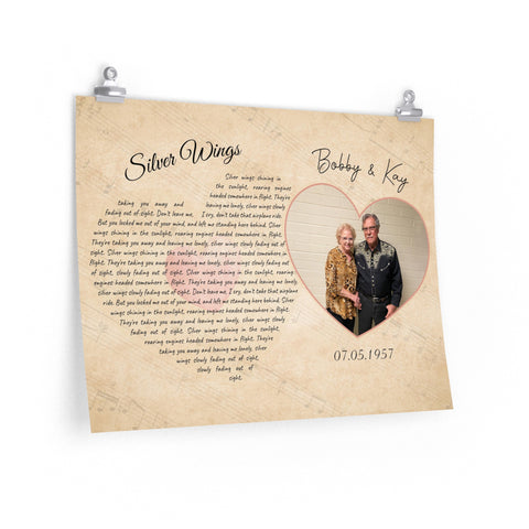 Printify Premium Matte 24x18 Poster - Silver Wings - Bobby & Kay 07.05.1957