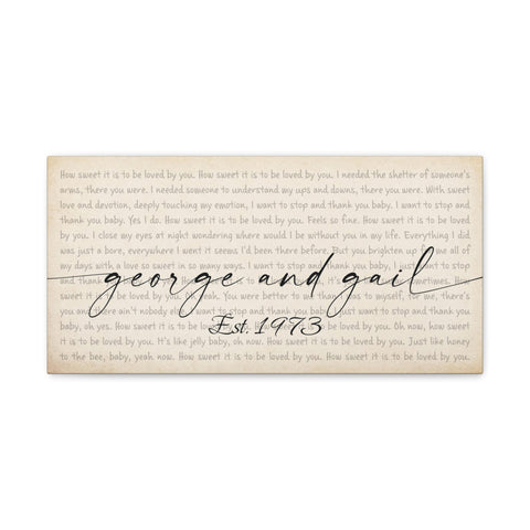 Printify Canvas Gallery Wraps 20x10 - Vintage How Sweet It Is - George and Gail Est. 1973
