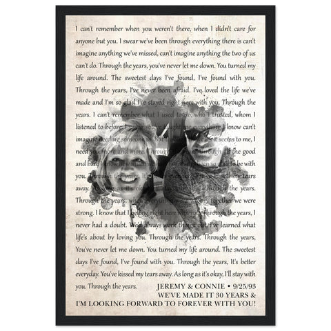 Gelato Premium Black Framed 12x18 - Through The Years - Jeremy & Connie 9/25/93