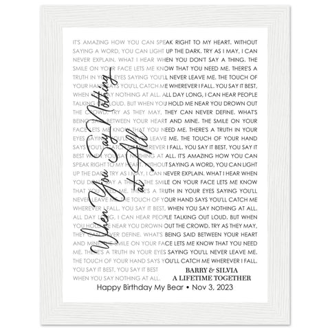 Premium White Framed Gelato 6x8 - Say Nothing at All - Happy Birthday My Bear