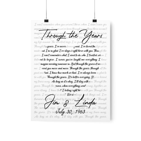 Printify Premium Matte 11x14 Poster - Through The Years - Jim & Linda