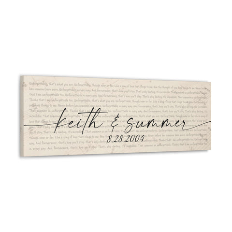 Canvas Gallery Wraps Printify 36x12 - Unforgettable - Keith & Summer 8.28.2004