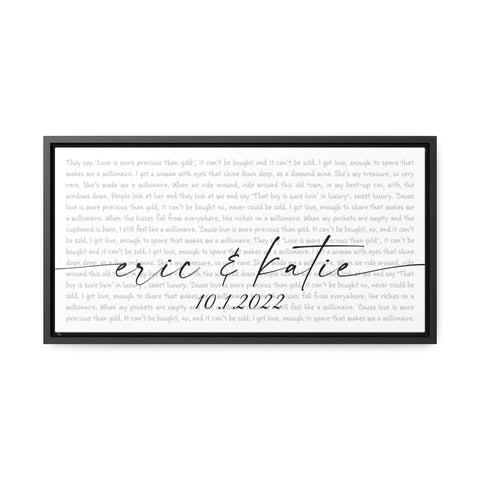 Canvas Printify Black Frame 20x10 - Millionaire White - Eric & Katie 10/1/2022