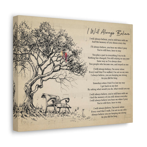 Printify Canvas Gallery Wraps 14x11 - I Will Always Believe - Landscapes, Red Birds & Tree