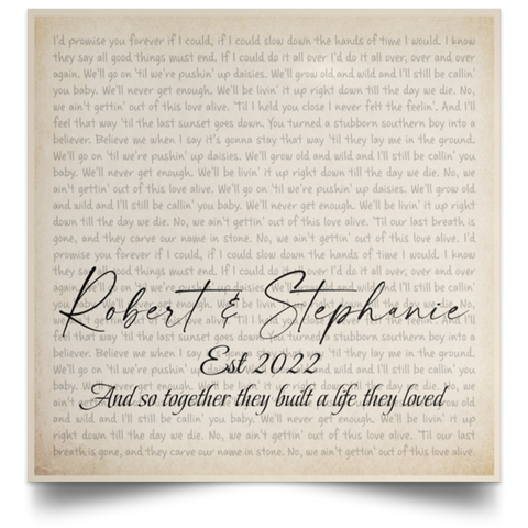 CC Satin Square Poster 16x16 - Robert & Stephanie est 2022 - Love Alive