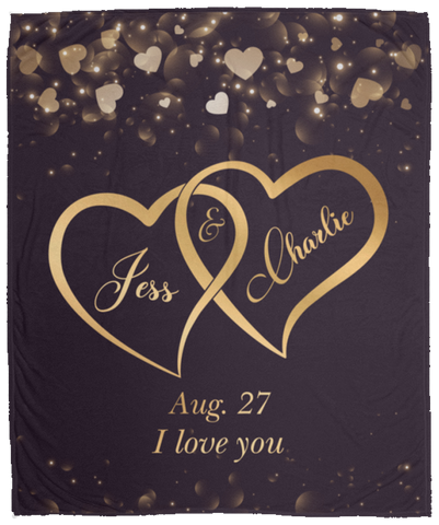 CC Cozy Plush Fleece Blanket 50x60 - Jess & Charlie - I love you