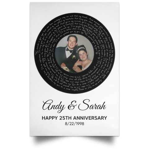 CC Satin 12x18 Poster - Andy & Sarah I'll Be - Happy 25th Anniversary