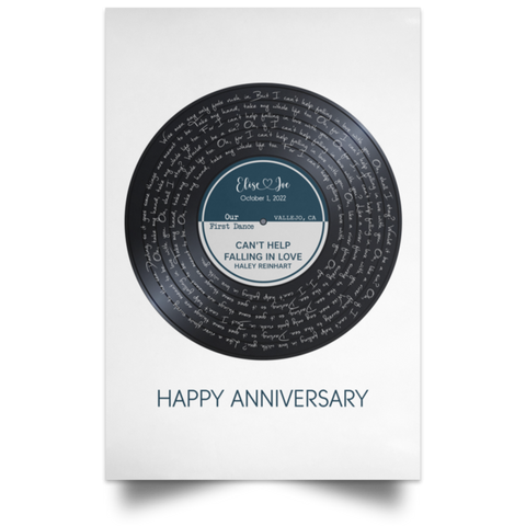 CC Satin 12x18 Poster - Can't Help Falling Deep - Happy Anniversary
