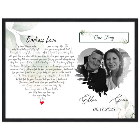 Gelato Premium Matte 24x18 Black Framed - Eddie & Gina - Endless Love Our Song