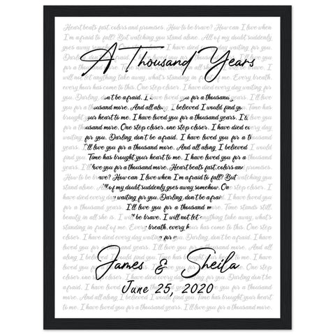 Gelato Premium Matte 12x16 Black Framed - A Thousand Years - James & Sheila June 25, 2020