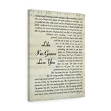 Lyrics -- Like I’m gonna lose you -- Canvas 18x24 -- Printify