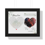 Lyrics -- Dacia and Tony 2/14/2022 -- Black framed 11x14 -- Printify