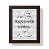 Music Lyrics Song -- White framed poster/ 11"x14" -- Love, Dad