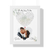 Lyrics -- Illissa & Dillon October 30, 2021 -- White framed 12x16 -- Printify