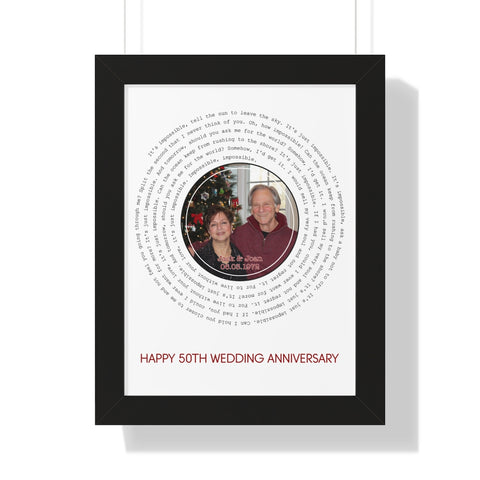 Vinyl -- Jack & Joan 06-03-1972 -- Black framed 12x16 -- Printify