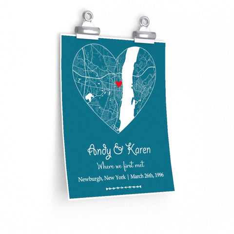 City Heart Map -- poster/ 9''x11'' -- Andy & Karen