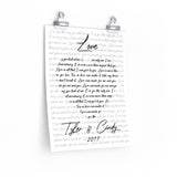 Lyrics -- Tyler & Cindy 2017 -- 11x14 -- Printify