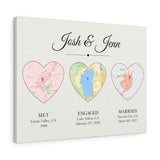 Met Engaged Married Maps -- Canvas 18"X24" -- Josh & Jenn