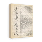 Music Lyrics Song -- Canvas 8"x10" --  You're the Inspiration
