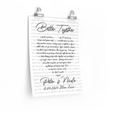 Lyrics Song -- poster/ 11''x14'' -- Peter & Nicole 8.09.2021