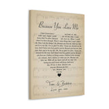 Printify Canvas Gallery Wraps 18x24 - Because You Love Me - Tom & Bobbie - Love You XoXo