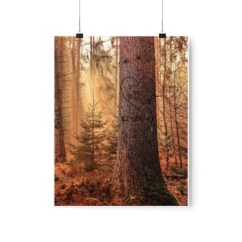 Printify Poster 11x14 Matte - Steve & Angie 12-27-87 - Carved Tree