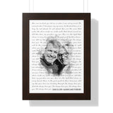Lyrics Song -- Black Framed poster/ 12”x16” -- Dave & Lori
