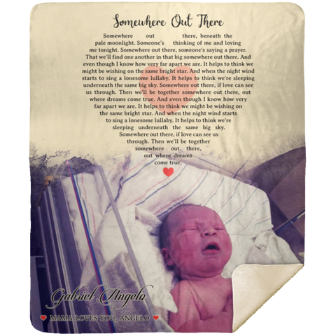CC Premium Mink Sherpa Blanket 50x60 - Somewhere Out There - Mama Loves You, Angelo
