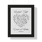 Lyrics -- Derek and Heather 10/05/91 -- Black framed 11x14 -- printify
