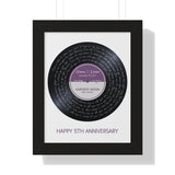 Black Framed Poster 11x17 Printify - Lavender Happy 5th Anniversary - Amara & Connor December 9th, 2017